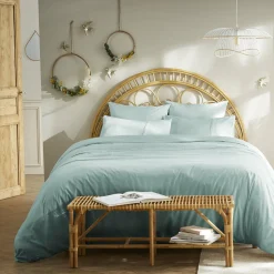 Housse de couette dentelle coton (260 x 240 cm) Jeanne Bleu clair