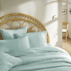 Housse de couette dentelle coton (260 x 240 cm) Jeanne Bleu clair