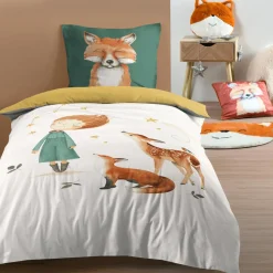 Housse de couette enfant et une taie d'oreiller en coton (140 x 200 cm) Ferdinand Multicolore