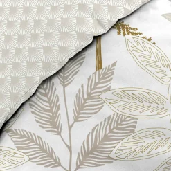 Housse de couette et deux taies d'oreiller en coton (240 x 220 cm) Raoni beige