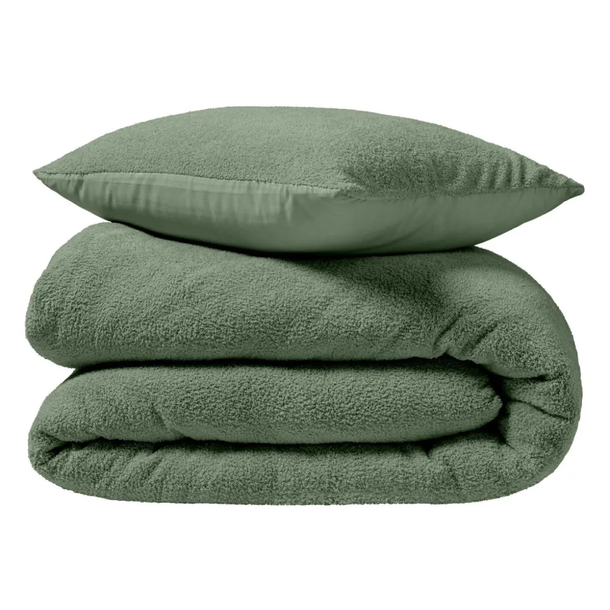 Housse de couette et deux taies d'oreiller bouclette (240 x 220 cm) Helena Vert cédre