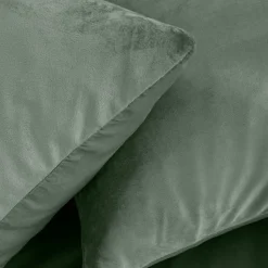 Housse de couette et deux taies d'oreiller velours (240 x 220 cm) Velina Vert cèdre