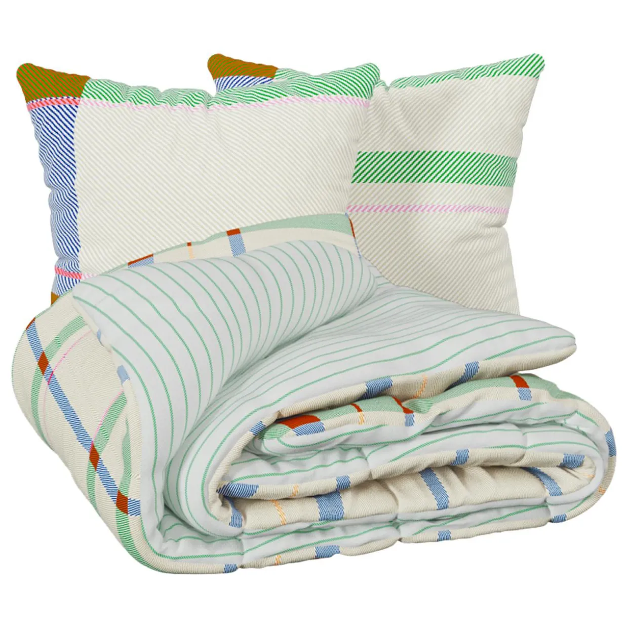 Housse de couette et deux taies coton (240 x 220 cm) Ritchi Multicolore