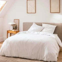 Housse de couette et deux taies d'oreiller coton (260 x 240 cm) Meline Blanc