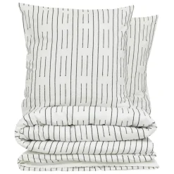Housse de couette et deux taies coton (260 x 240 cm) Dobby Grise
