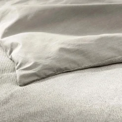 Housse de couette et deux taies d'oreiller coton (260 x 240 cm) Meline Gris anthracite
