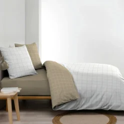 Housse de couette et deux taies d'oreiller en coton (240 x 220 cm) Cadria Blanc