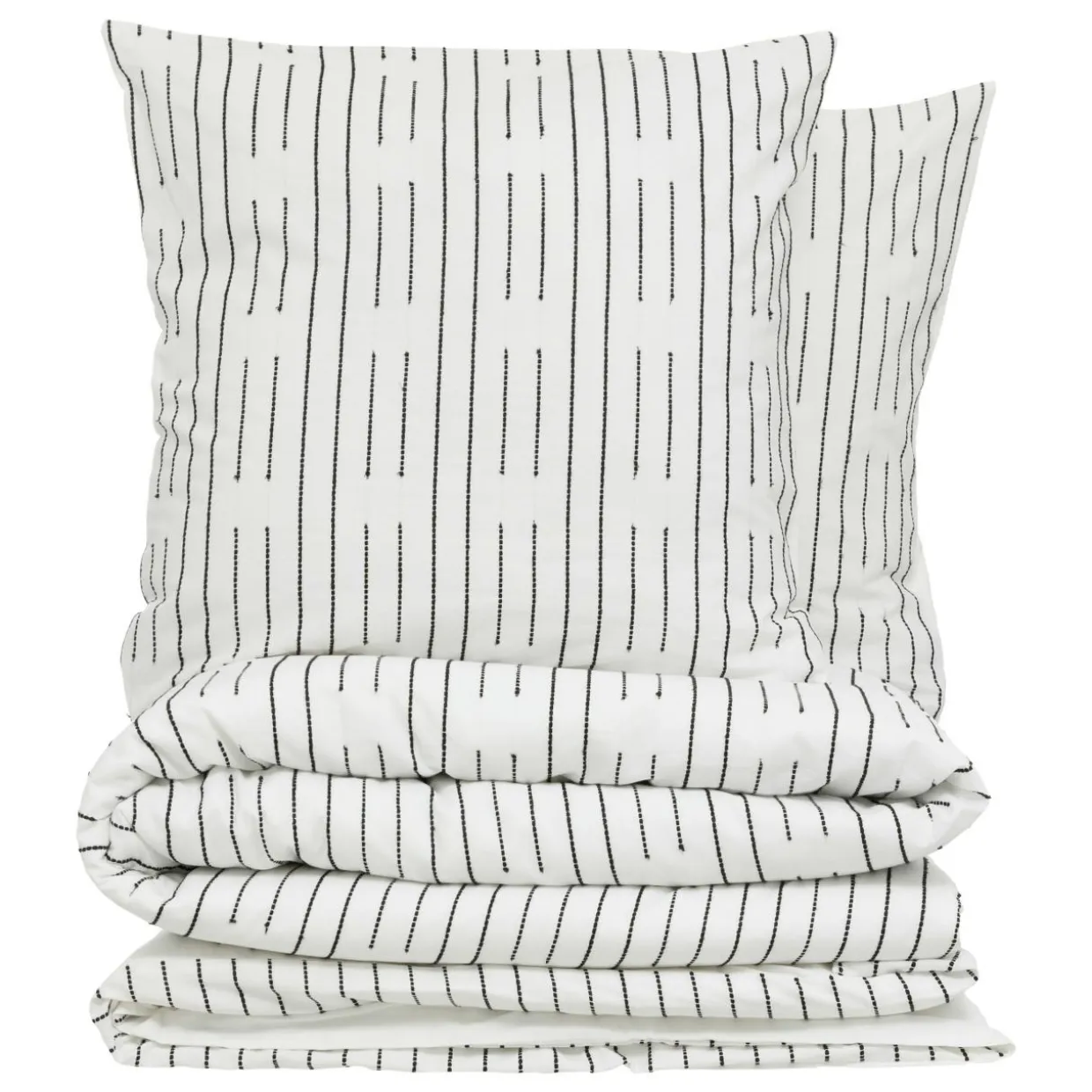 Housse de couette et deux taies coton (240 x 220 cm) Dobby Noire
