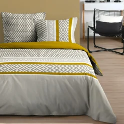 Housse de couette et deux taies d'oreiller en coton (240 x 220 cm) Pixus Beige