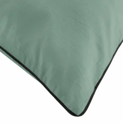 Housse de couette et deux taies coton lavé (260 x 240 cm) Linette Vert sauge
