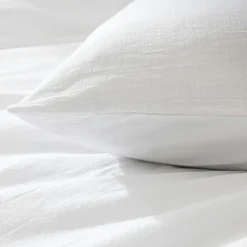 Housse de couette et deux taies d'oreiller coton (240 x 220 cm) Meline Blanc