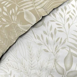 Housse de couette et deux taies coton (260 x 240 cm) Cassia Beige