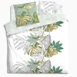 Housse de couette et deux taies coton (240 x 220 cm) Monstera Multicolore