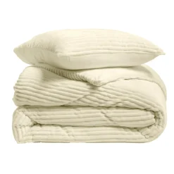 Housse de couette et deux taies d'oreiller flanelle (240 x 220 cm) Veloutea Beige