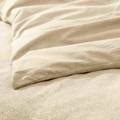 Housse de couette et deux taies d'oreiller coton (260 x 240 cm) Meline Beige sable