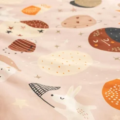 Housse de couette et deux taies enfant coton (240 x 220 cm) Sky Dream Rose