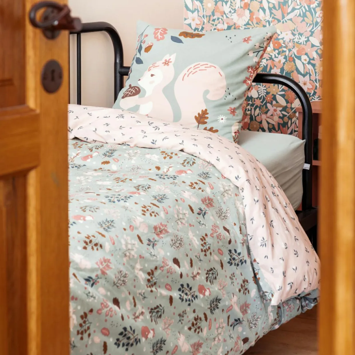 Housse de couette et deux taies enfant coton (240 x 220 cm) Tamia Multicolore
