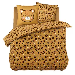 Housse de couette et deux taies enfant coton (240 x 220 cm) Lola Caramel