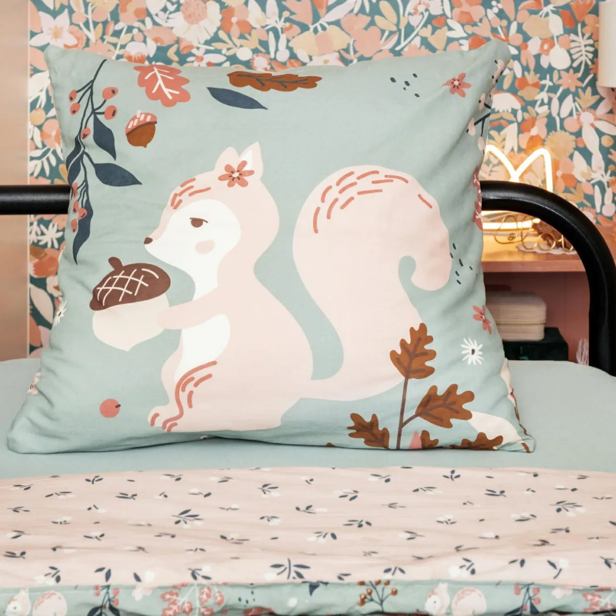 Housse de couette et deux taies enfant coton (200 x 200 cm) Tamia Multicolore