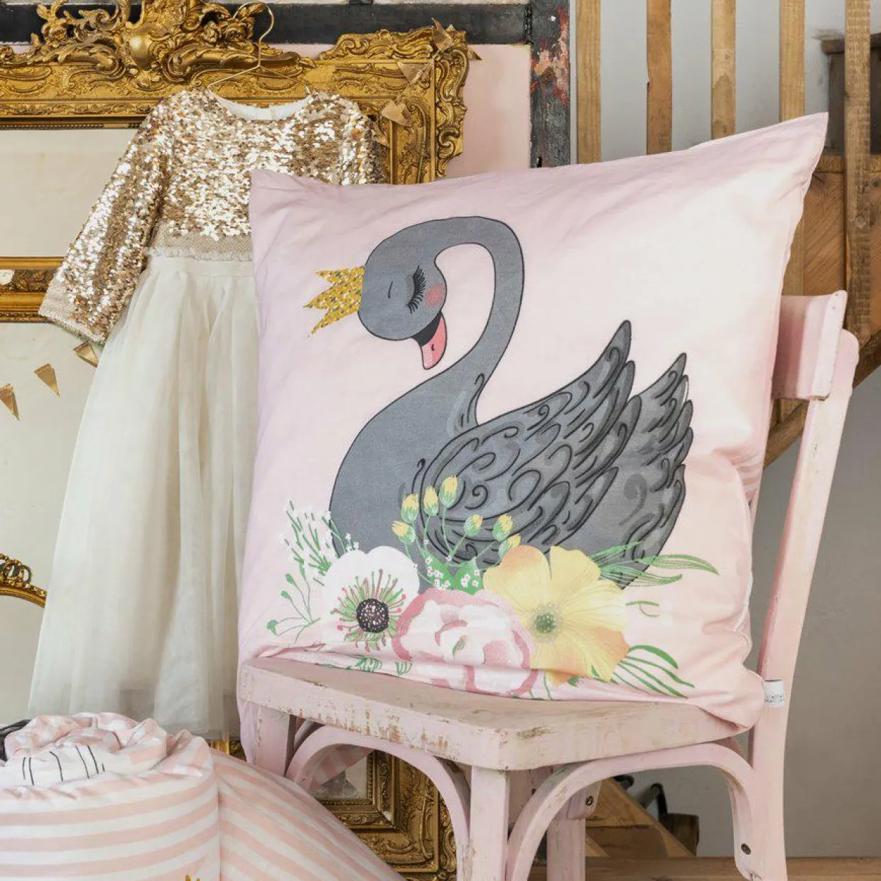 Housse de couette et deux taies enfant coton (200 x 200 cm) Mon étoile Rose