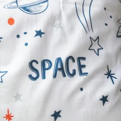 Housse de couette et deux taies enfant coton (200 x 200 cm) Galaxie Blanche