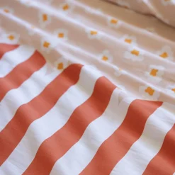 Housse de couette et deux taies enfant coton (200 x 200 cm) Fresh popcorn Rouge