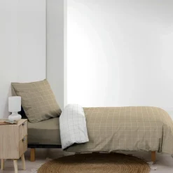 Housse de couette et une taie d'oreiller en coton (140 x 200 cm) Cadria Blanc