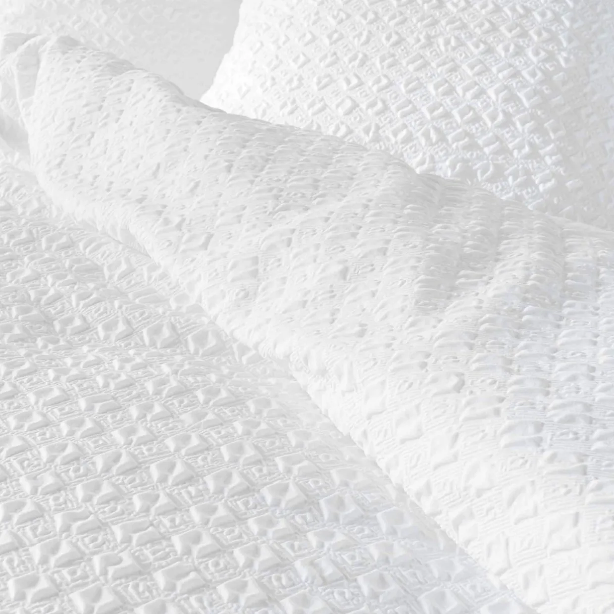 Housse de couette et une taie d'oreiller microfibre gaufrée (140 x 200 cm) Litea Blanc