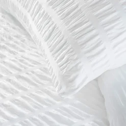 Housse de couette et une taie d'oreiller microfibre (140 x 200 cm) Plissia Blanc