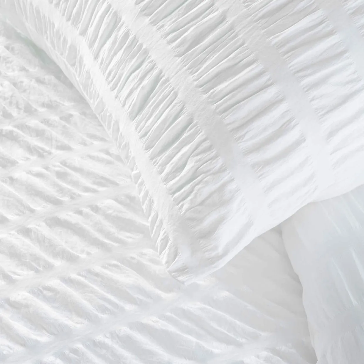 Housse de couette et une taie d'oreiller microfibre (140 x 200 cm) Plissia Blanc