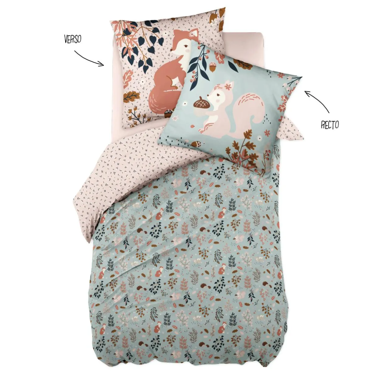 Housse de couette et une taie enfant coton (140 x 200 cm) Tamia Multicolore