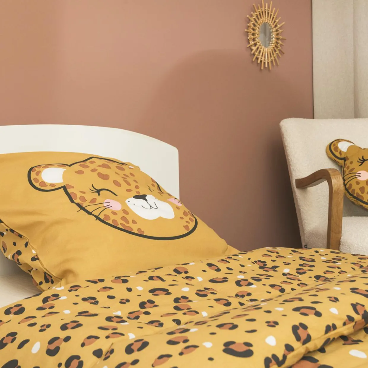 Housse de couette et une taie enfant coton (140 x 200 cm) Lola Caramel