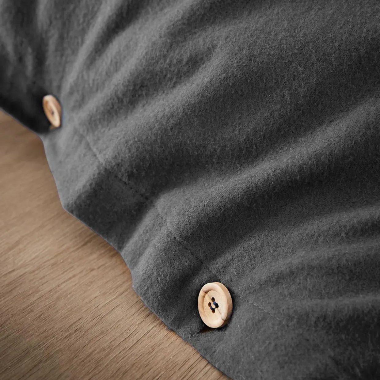 Housse de couette flanelle de coton (200 x 200 cm) Théa Gris anthracite