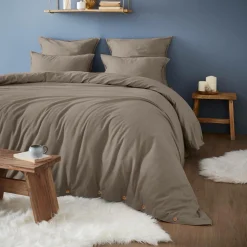 Housse de couette flanelle de coton (240 x 220 cm) Nina Ficelle