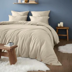 Housse de couette flanelle de coton (260 x 240 cm) Nina Beige
