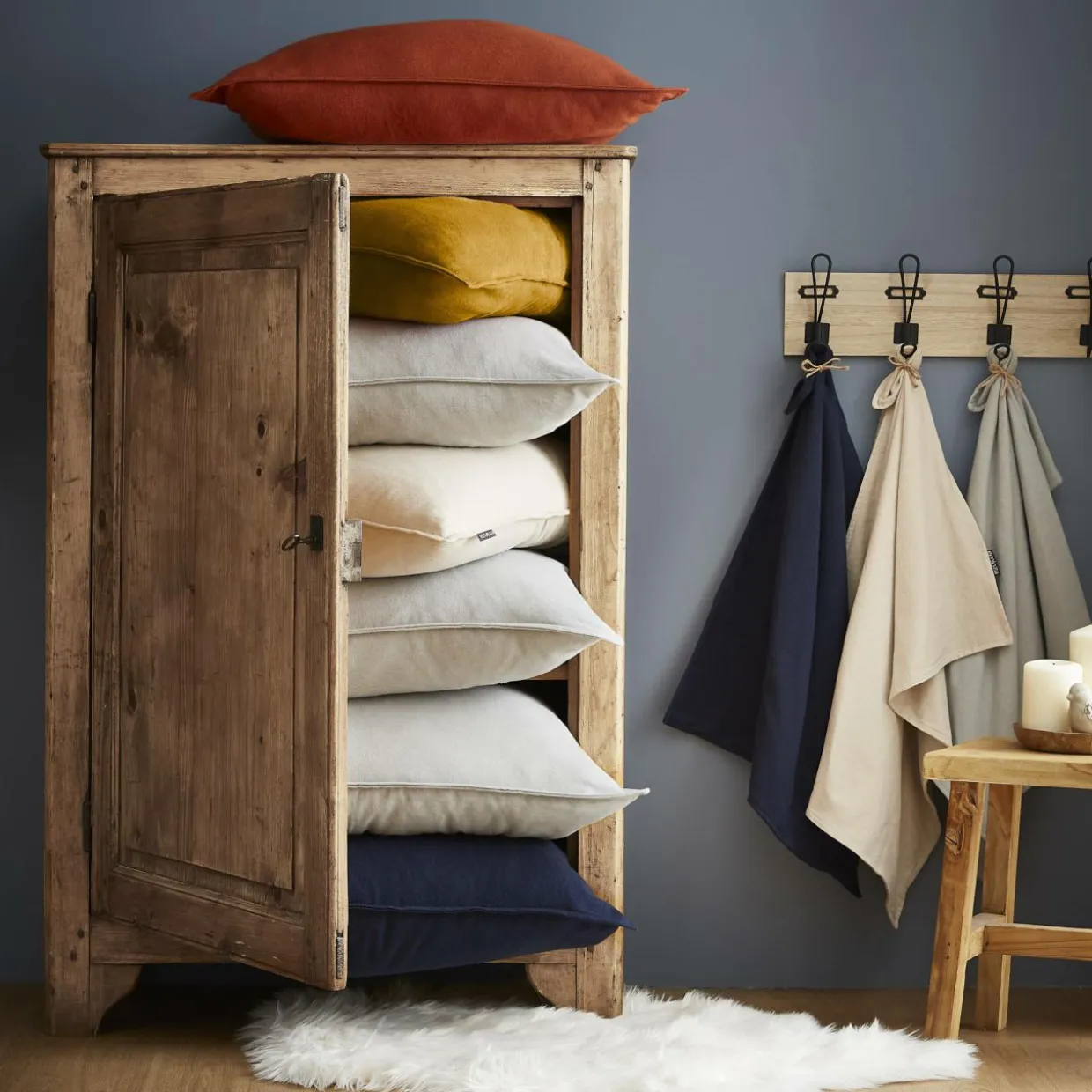 Housse de couette flanelle de coton (200 x 200 cm) Nina Vert romarin
