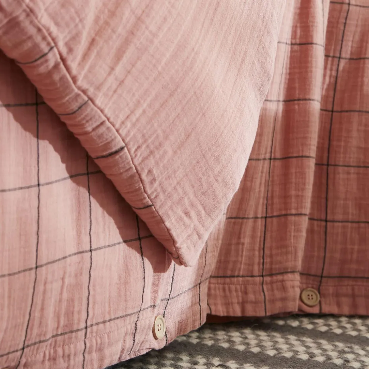 Housse de couette gaze de coton (200 x 200 cm) Gaïa Match Rose pêche