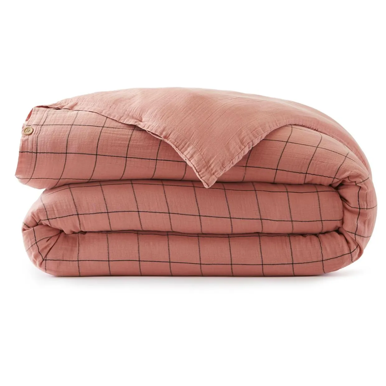 Housse de couette gaze de coton (140 x 200 cm) Gaïa Match Rose pêche