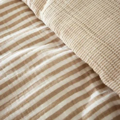 Housse de couette gaze de coton (200 x 200 cm) Gaïa rayures Ficelle