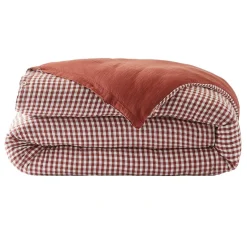 Housse de couette gaze de coton (240 x 220 cm) Gaïa vichy Terracotta