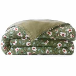 Housse de couette gaze de coton (260 x 240 cm) Gaïa marguerite Vert romarin
