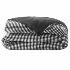 Housse de couette gaze de coton (260 x 240 cm) Gaïa vichy Noir