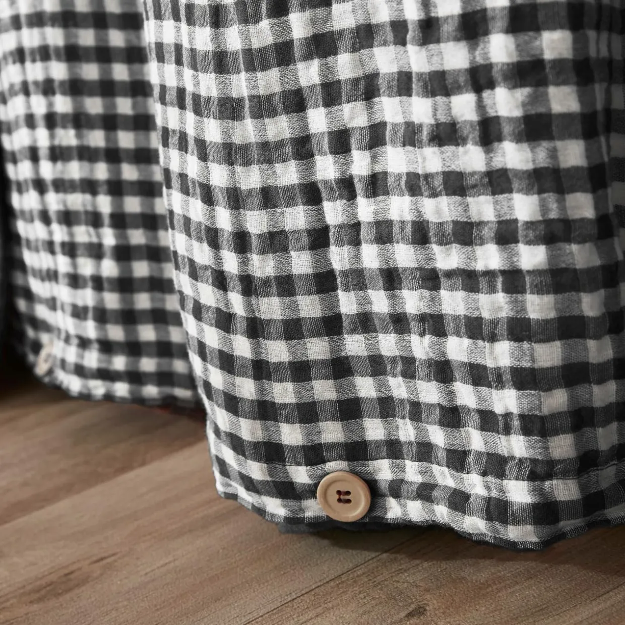 Housse de couette gaze de coton (260 x 240 cm) Gaïa vichy Noir