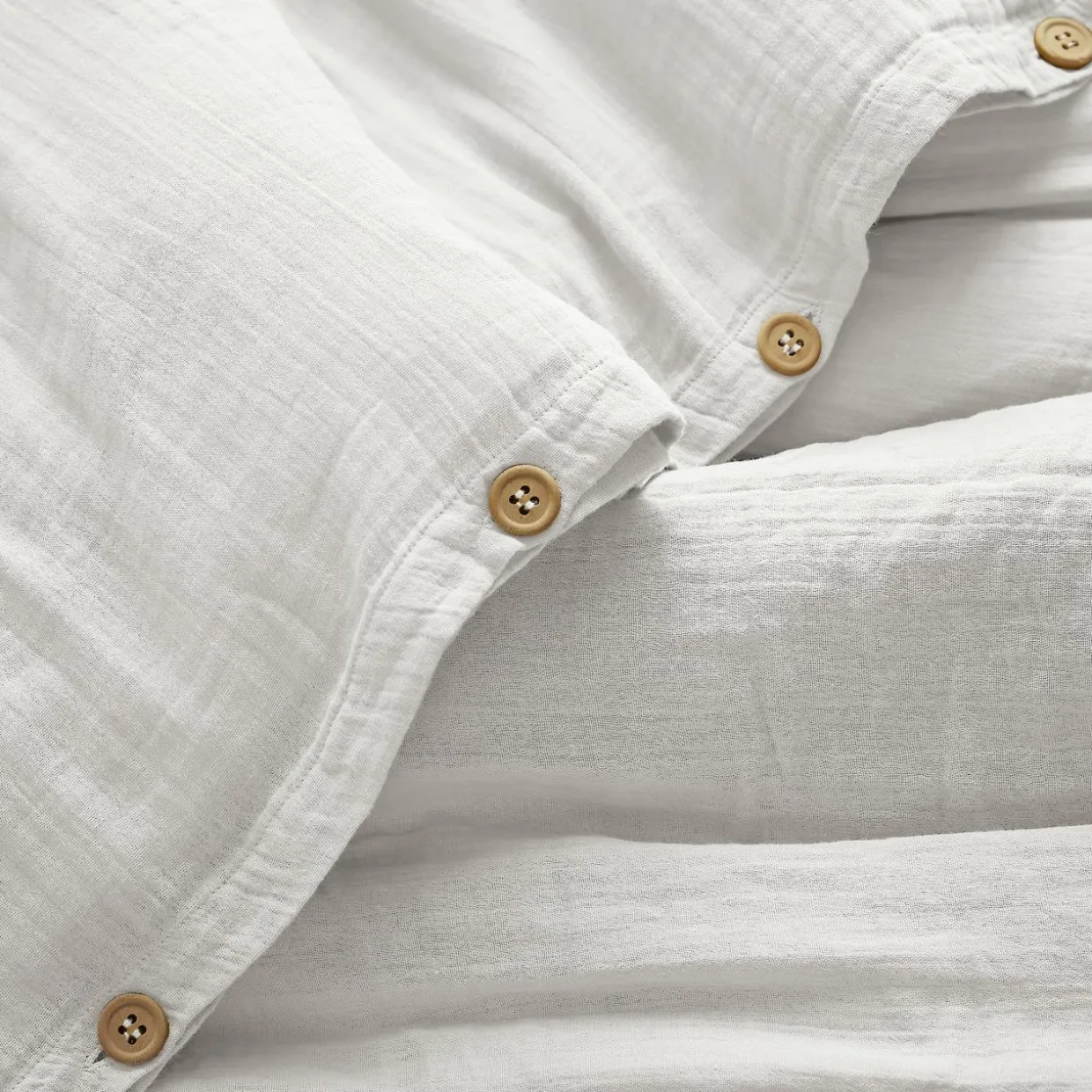 Housse de couette gaze de coton (140 x 200 cm) Gaïa Blanc chantilly