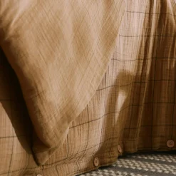 Housse de couette gaze de coton (240 x 220 cm) Gaïa Match Camel