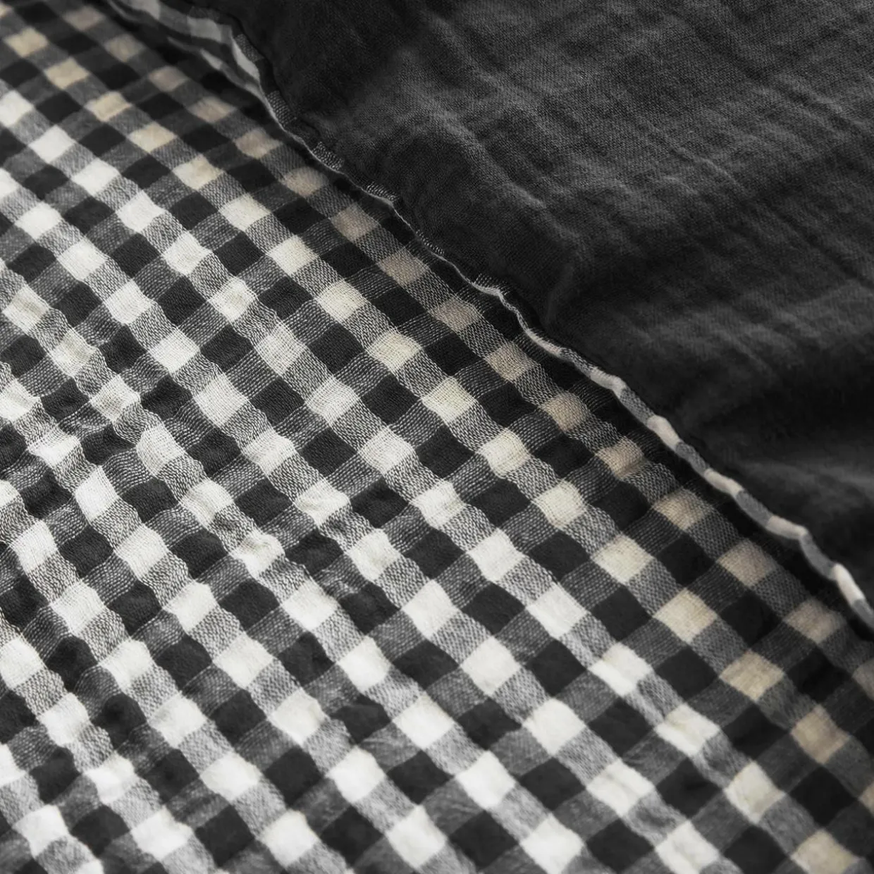 Housse de couette gaze de coton (200 x 200 cm) Gaïa vichy Noir