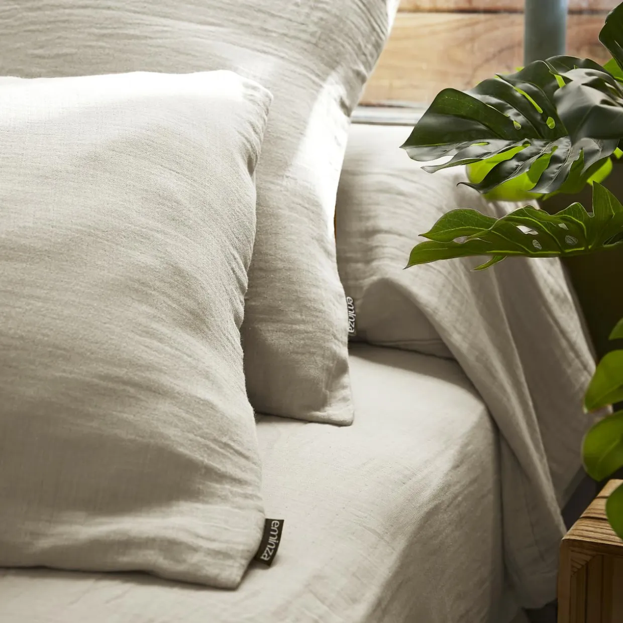 Housse de couette gaze de coton (260 x 240 cm) Gaïa Beige pampa