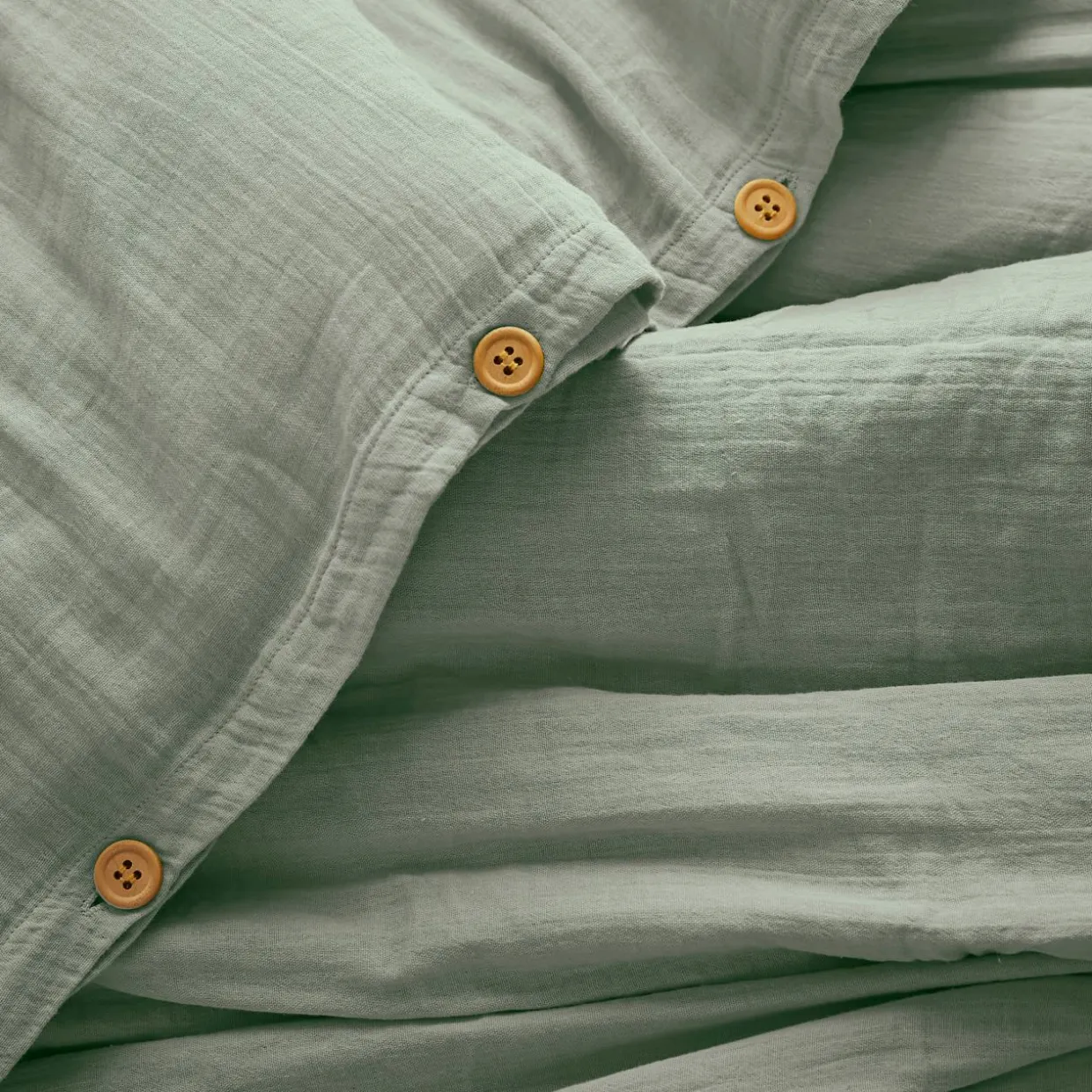Housse de couette gaze de coton (200 x 200 cm) Gaïa Vert eucalyptus