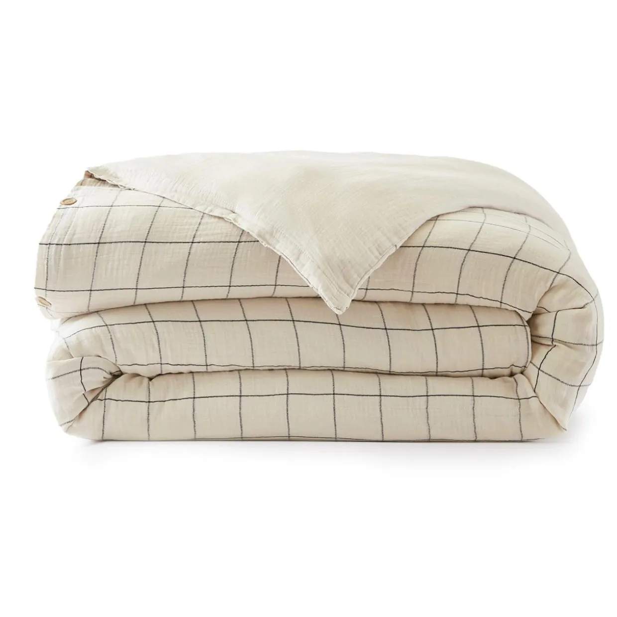 Housse de couette gaze de coton (240 x 220 cm) Gaïa Match Beige pampa