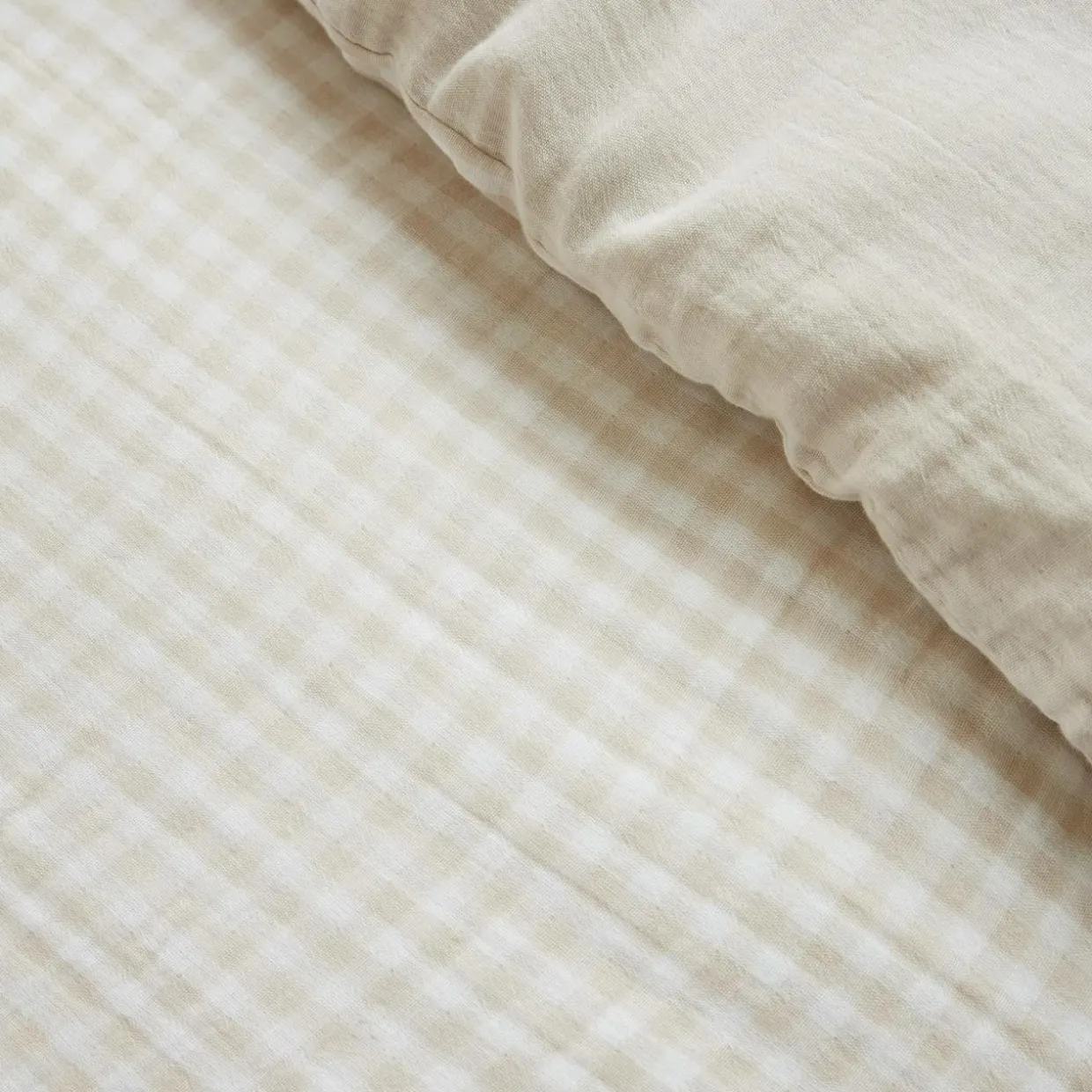 Housse de couette gaze de coton (240 x 220 cm) Gaïa vichy Beige